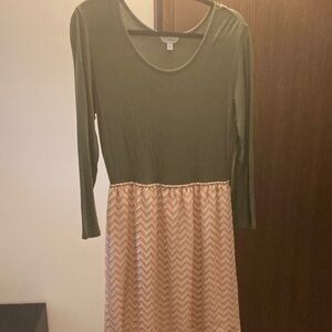 Charming Charlie Green and Chevron Patterned Dress